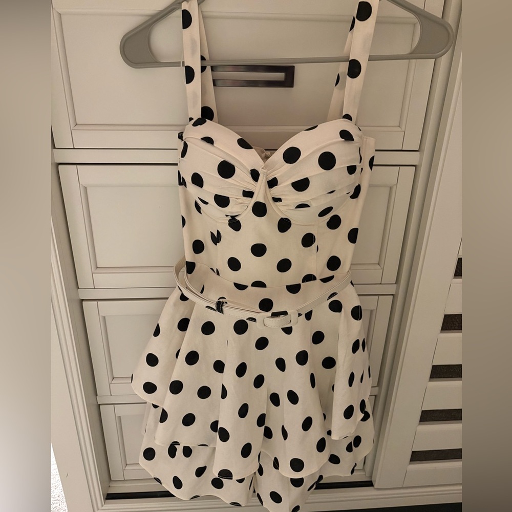 NEW Polka Dot Mini Dress - Black and ivory M